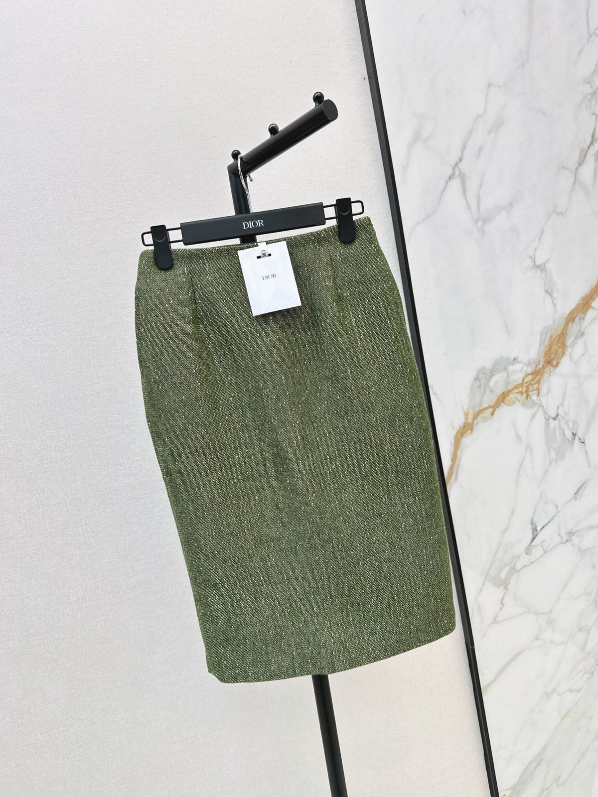26FW New High-Waisted Green Tweed Skirt 💚