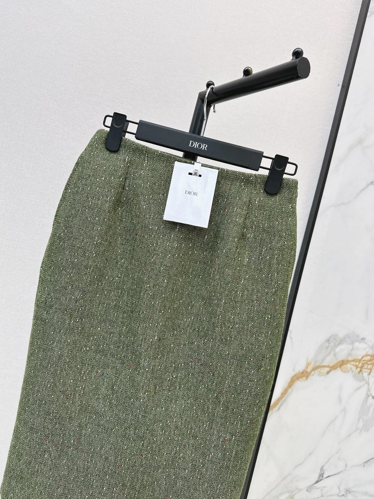 26FW New High-Waisted Green Tweed Skirt 💚