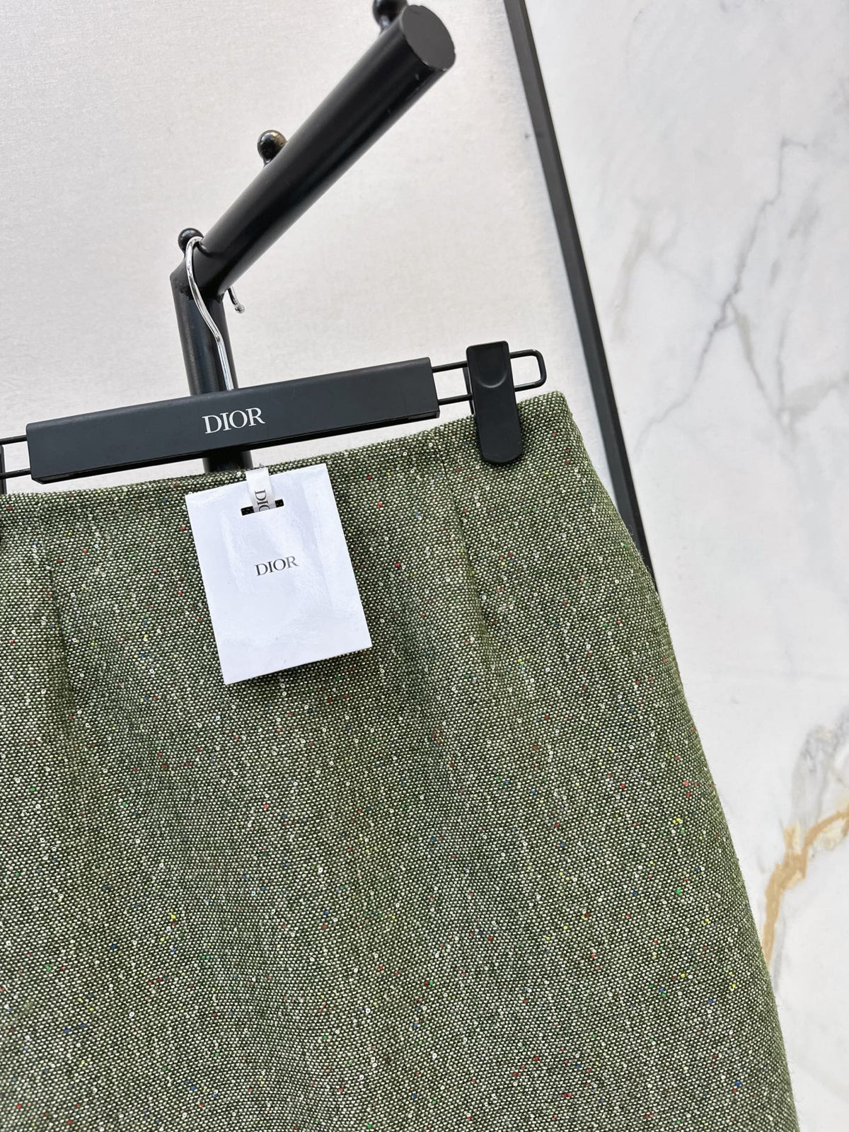 26FW New High-Waisted Green Tweed Skirt 💚