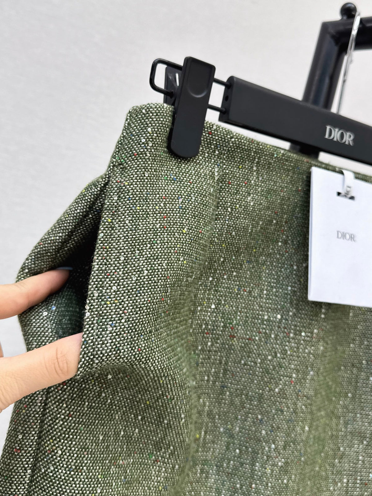 26FW New High-Waisted Green Tweed Skirt 💚