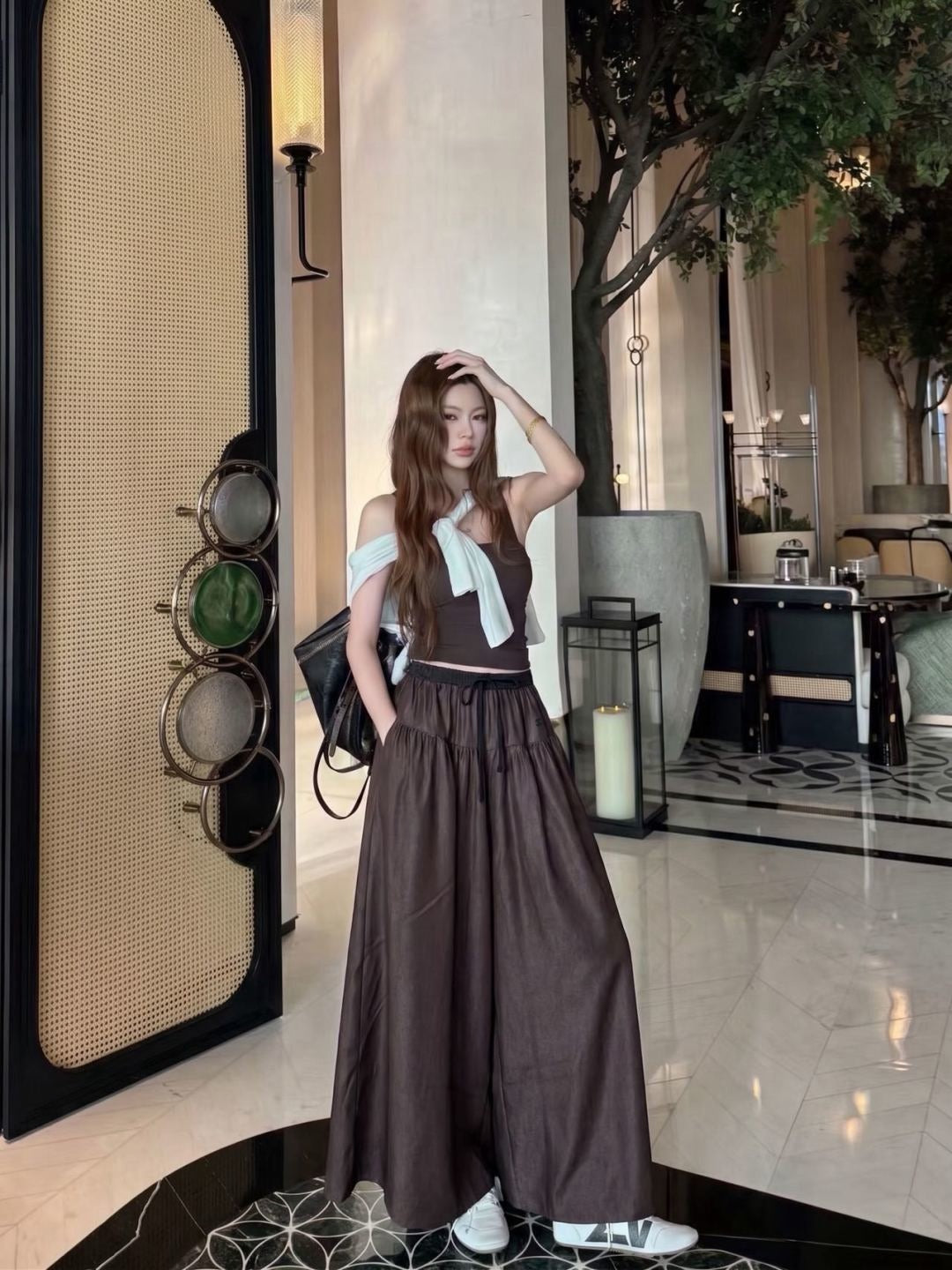26FW New Elastic-Waist Wide-Leg Trousers 🩵🤎