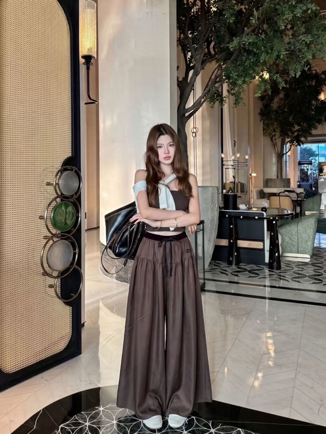 26FW New Elastic-Waist Wide-Leg Trousers 🩵🤎