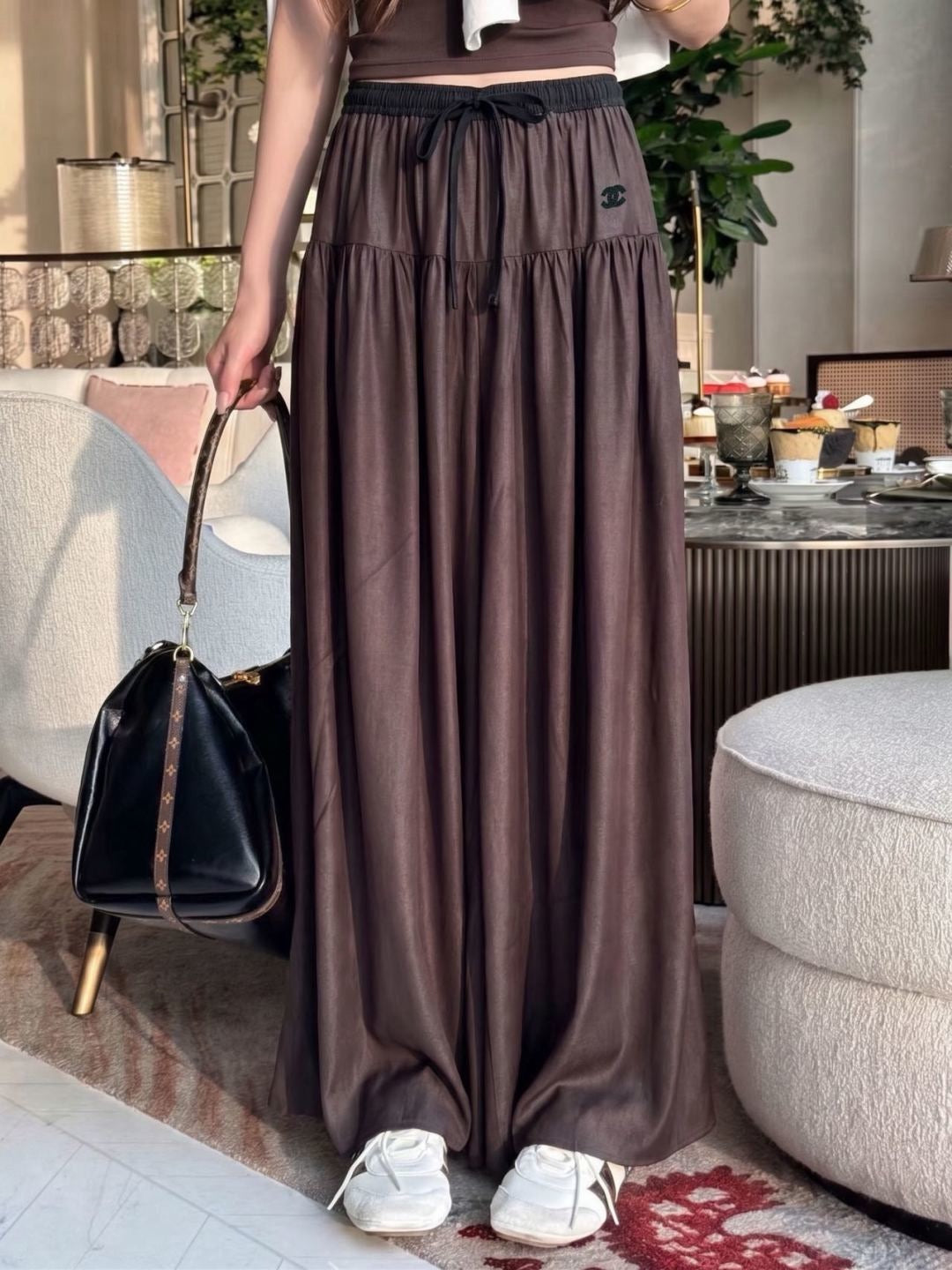 26FW New Elastic-Waist Wide-Leg Trousers 🩵🤎