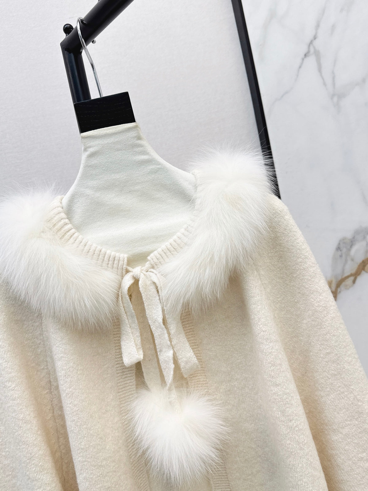 26FW New Fox Fur Collar Cape Coat 🤍🩶