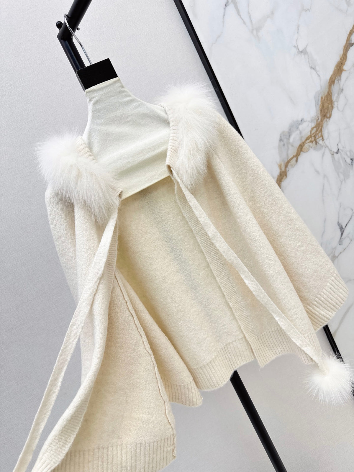 26FW New Fox Fur Collar Cape Coat 🤍🩶