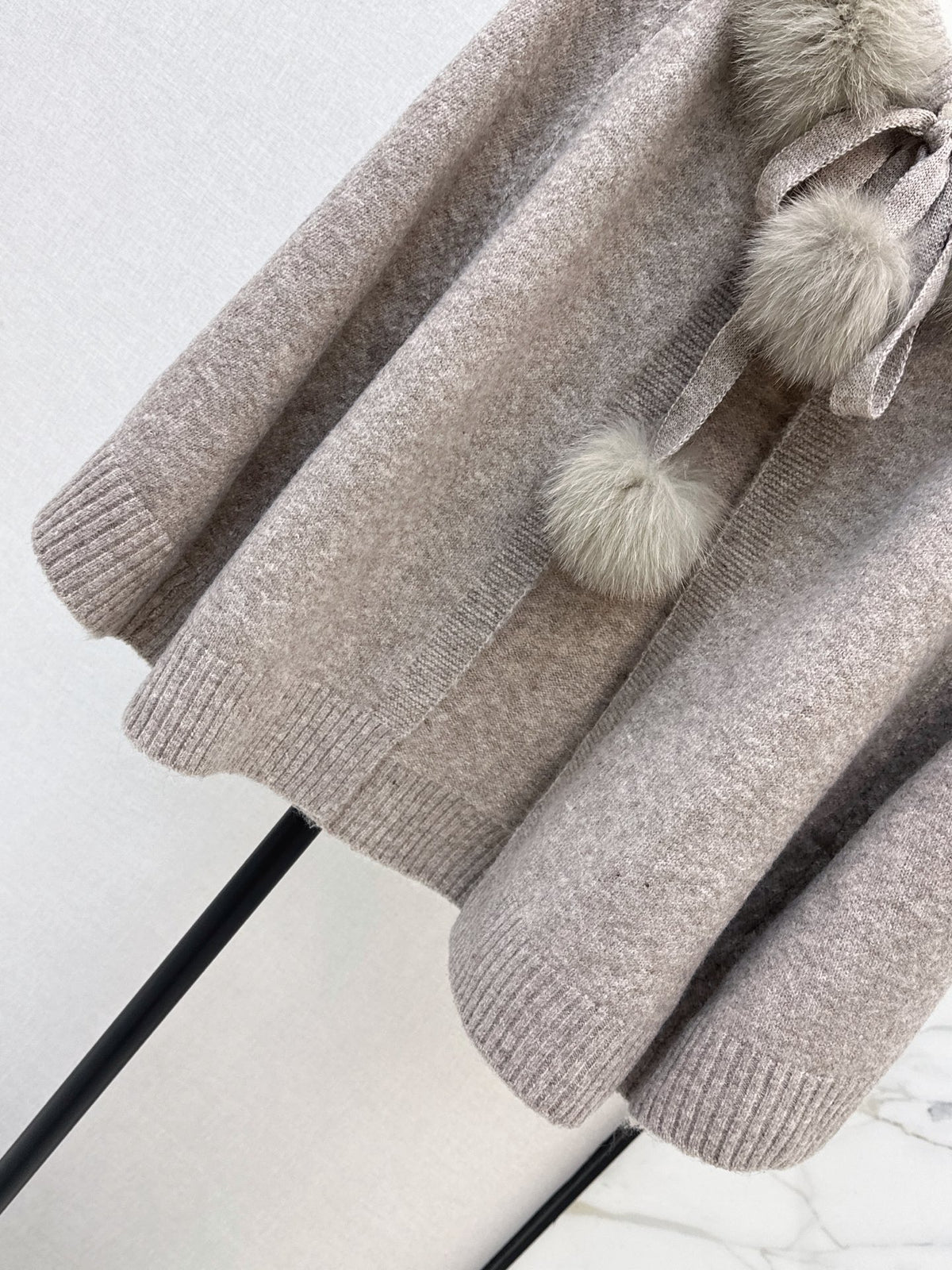 26FW New Fox Fur Collar Cape Coat 🤍🩶