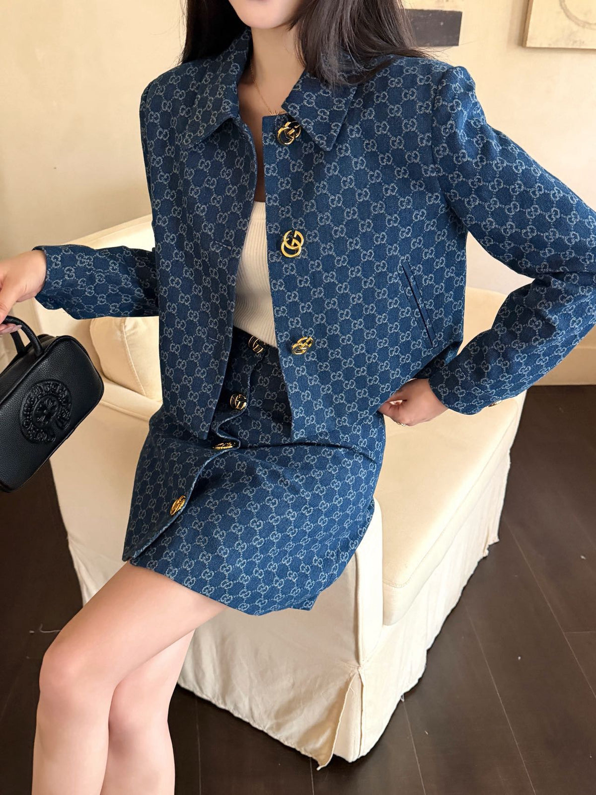 26FW New Denim Double-G Jacquard Set 💙