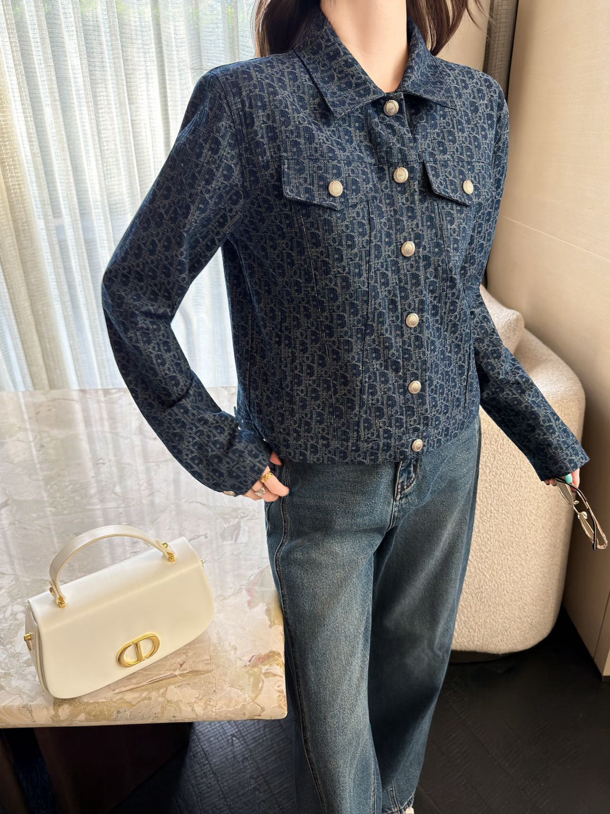 26FW New Monogram Denim Cropped Jacket 🩵