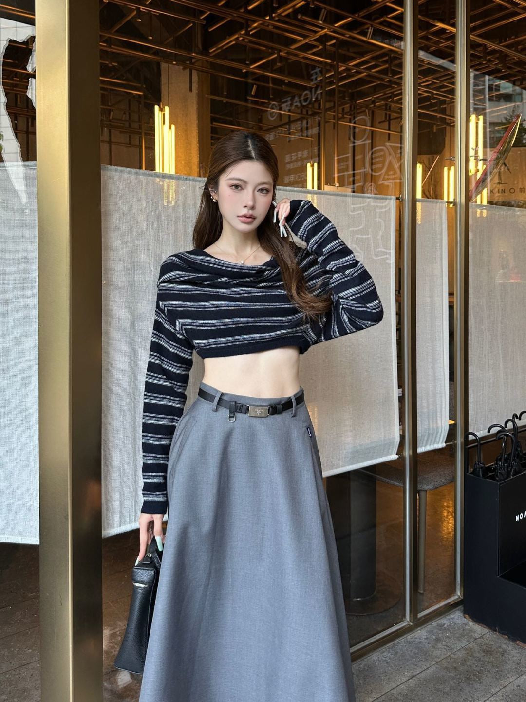 26FW New High-Waisted A-Line Skirt 🩶🖤