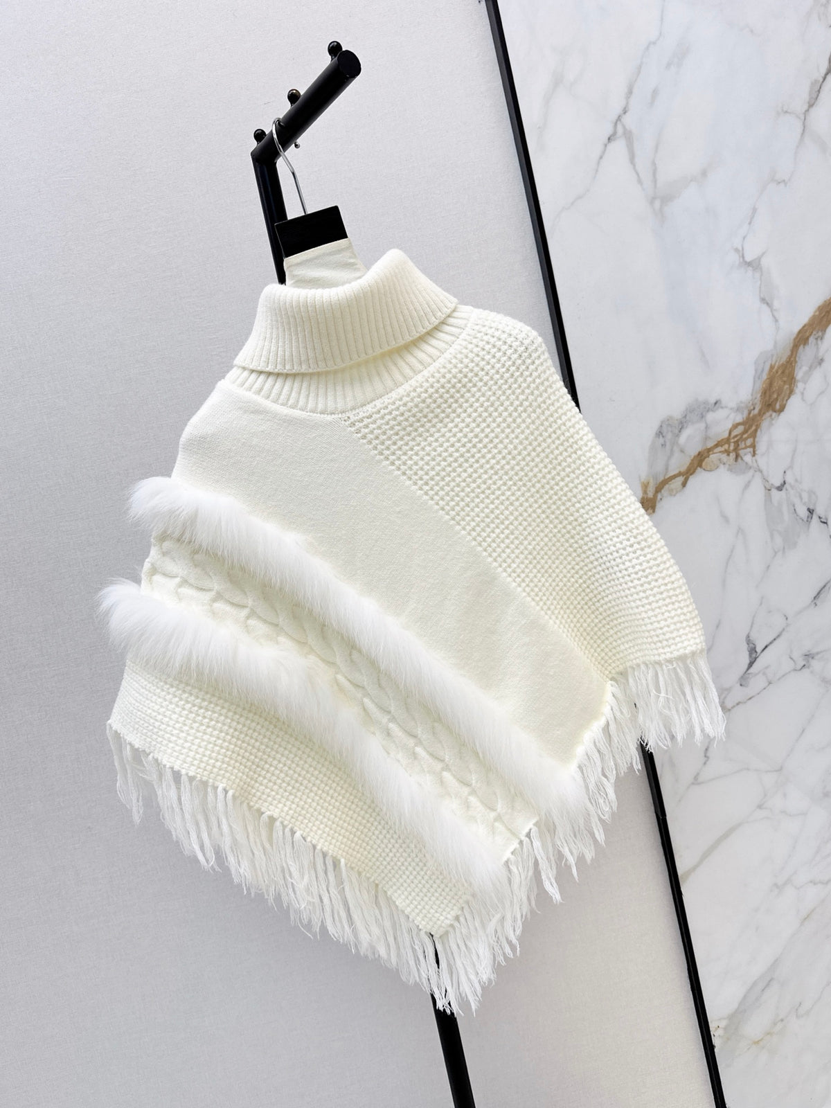 26FW New Fox Fur Collar Cape Coat 🤍