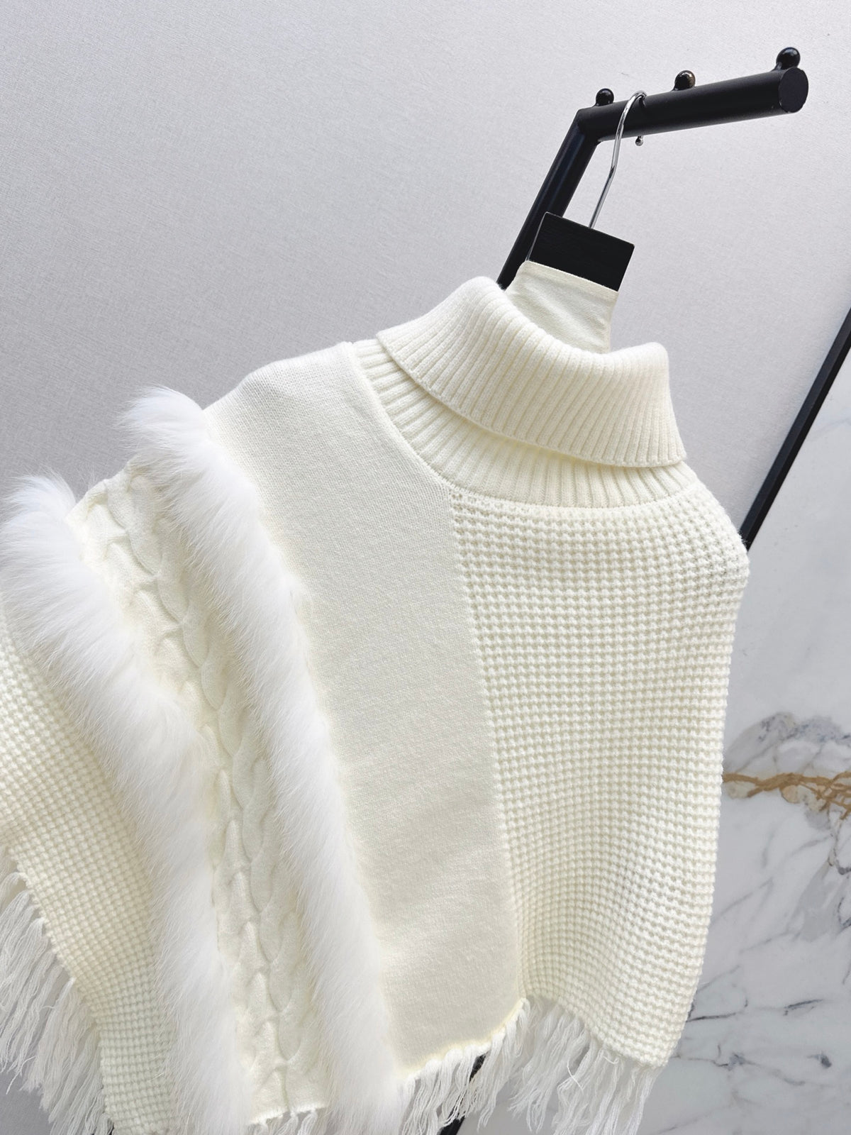 26FW New Fox Fur Collar Cape Coat 🤍