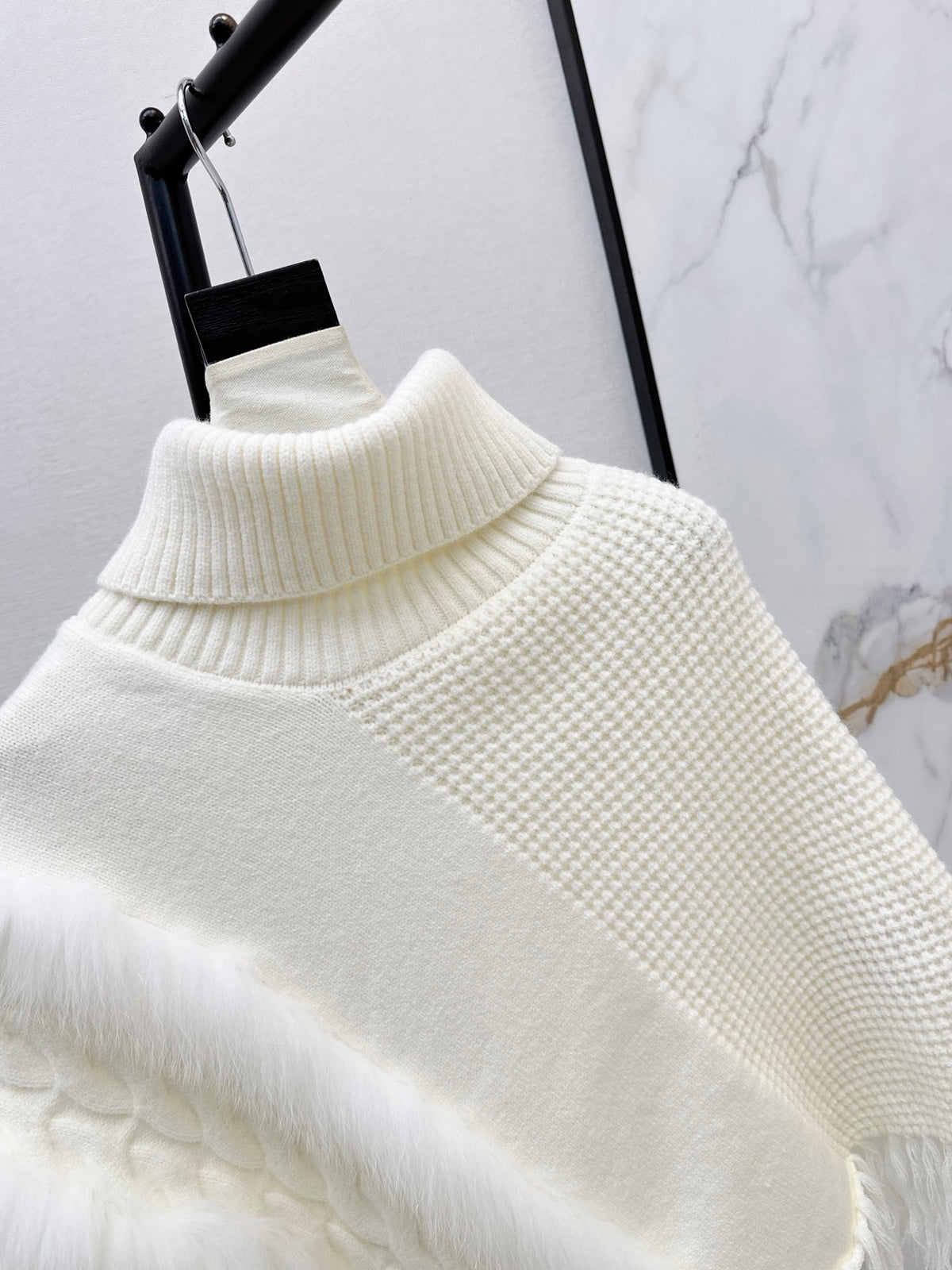 26FW New Fox Fur Collar Cape Coat 🤍