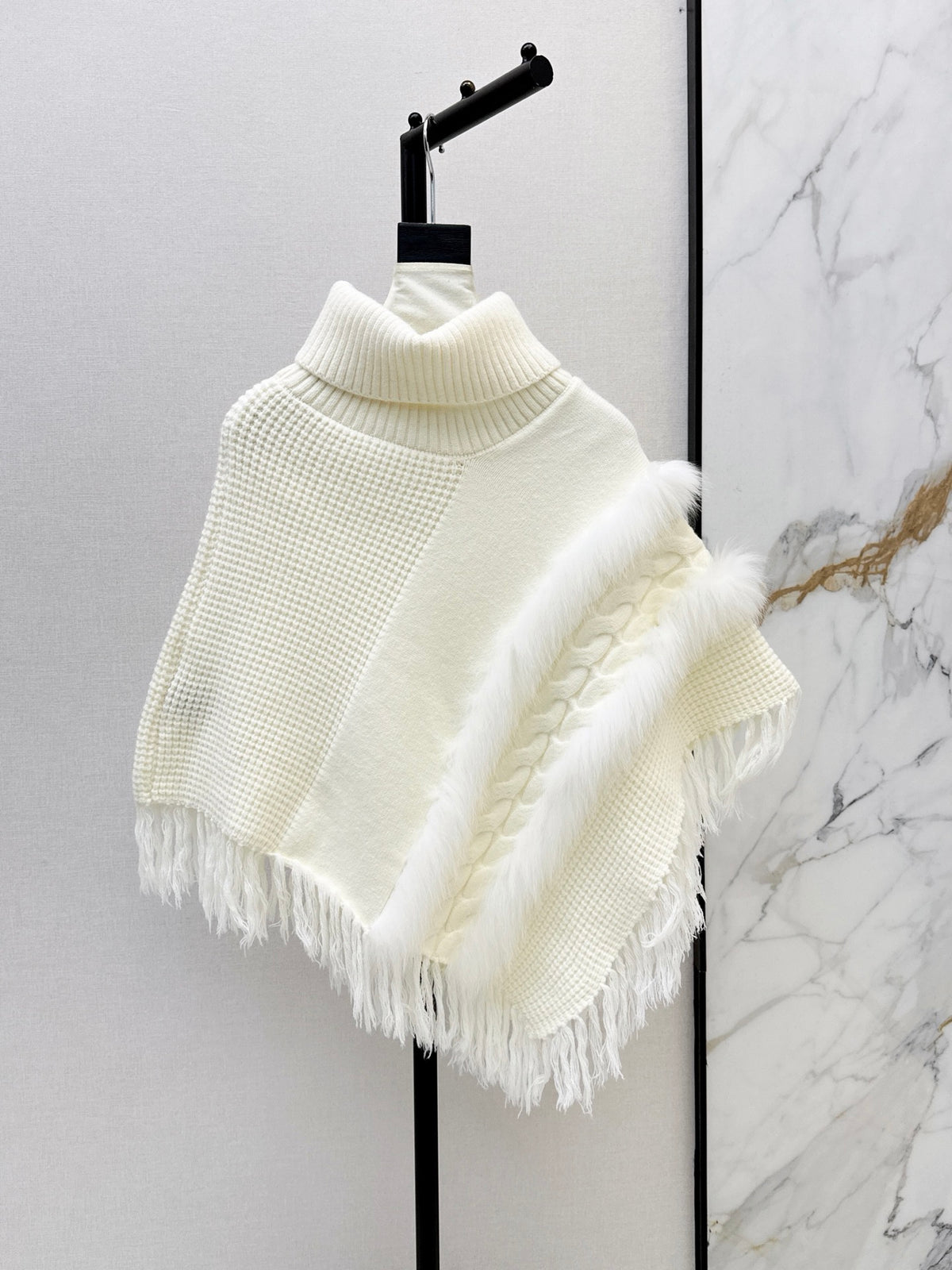 26FW New Fox Fur Collar Cape Coat 🤍