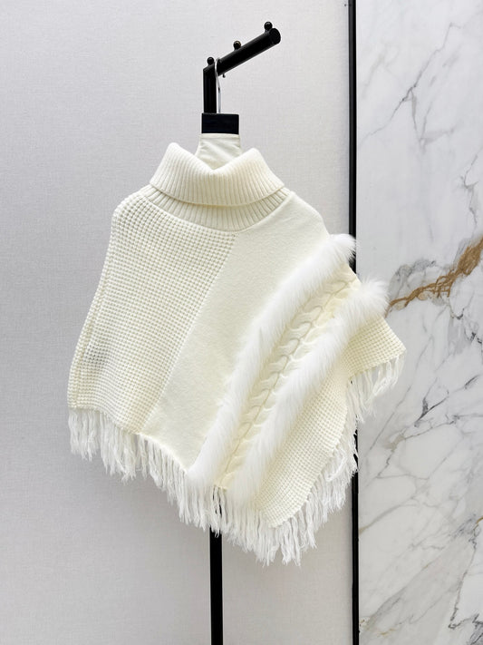 26FW New Fox Fur Collar Cape Coat 🤍