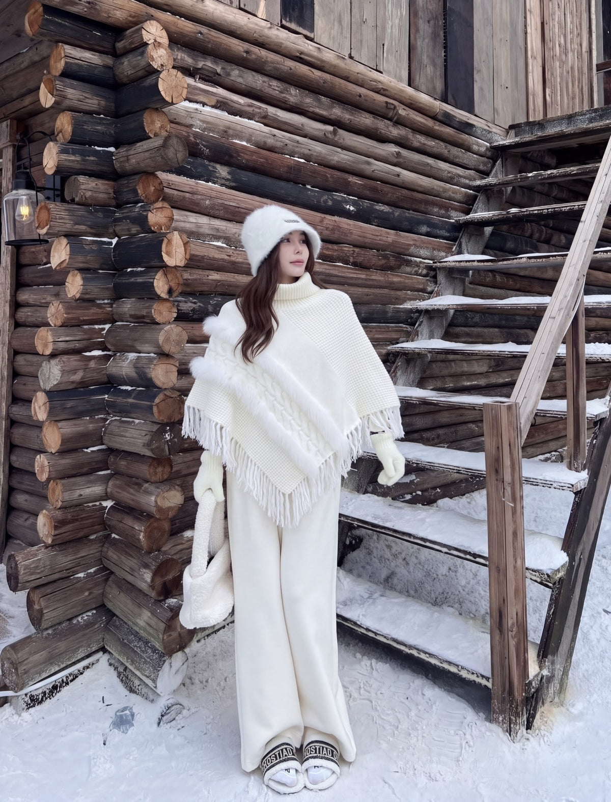 26FW New Fox Fur Collar Cape Coat 🤍