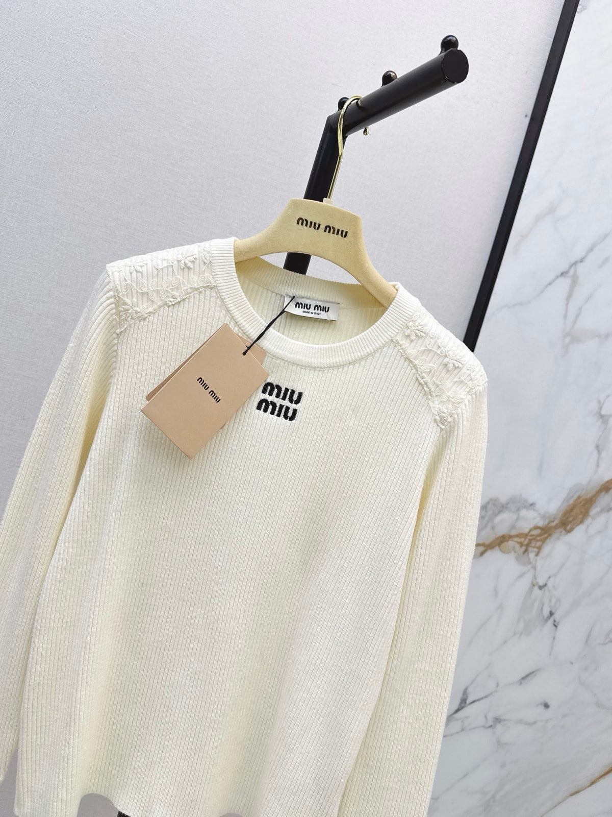 26FW New Lace-Panel Long-Sleeve Sweater 🤍🩶
