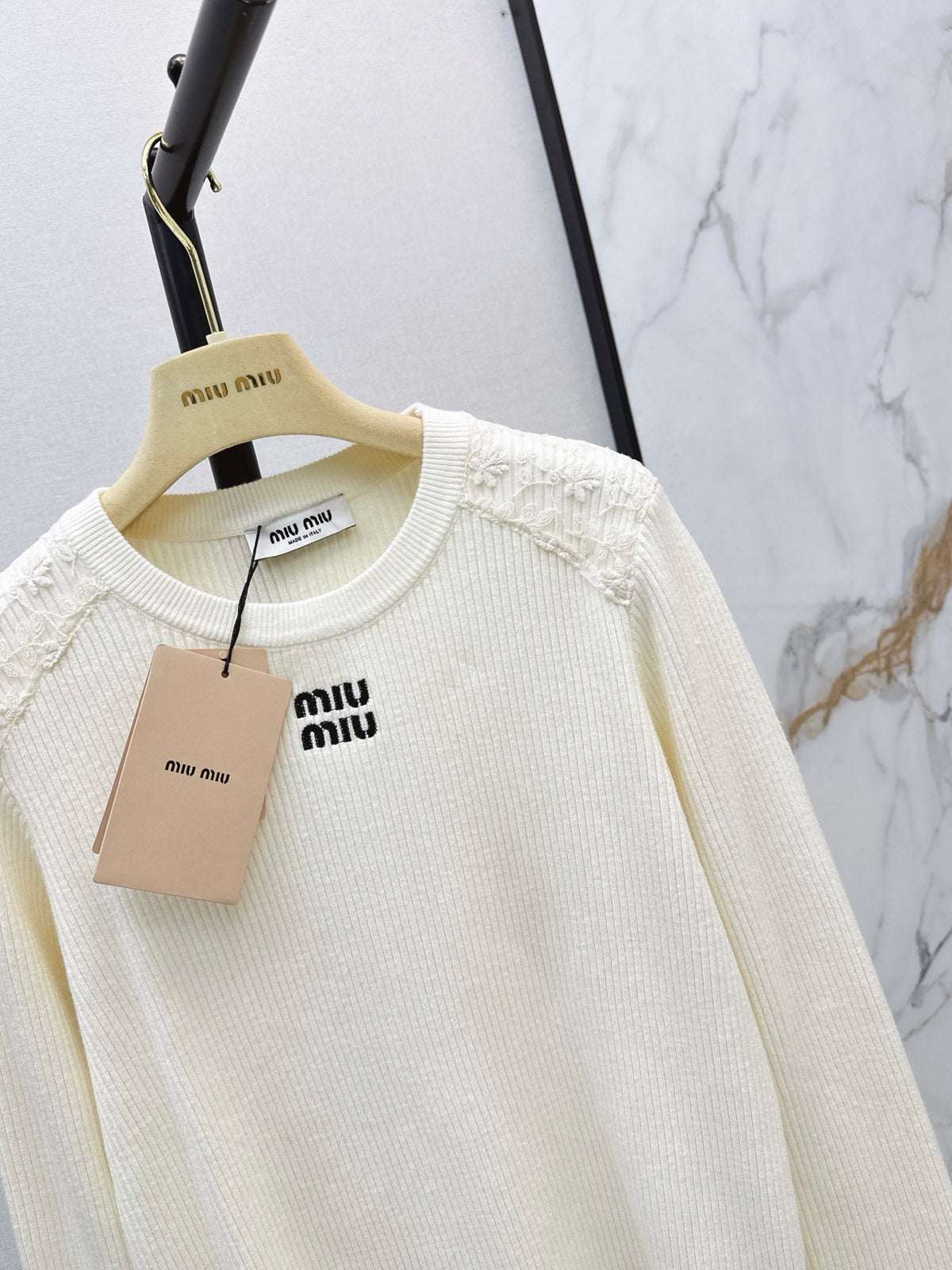 26FW New Lace-Panel Long-Sleeve Sweater 🤍🩶