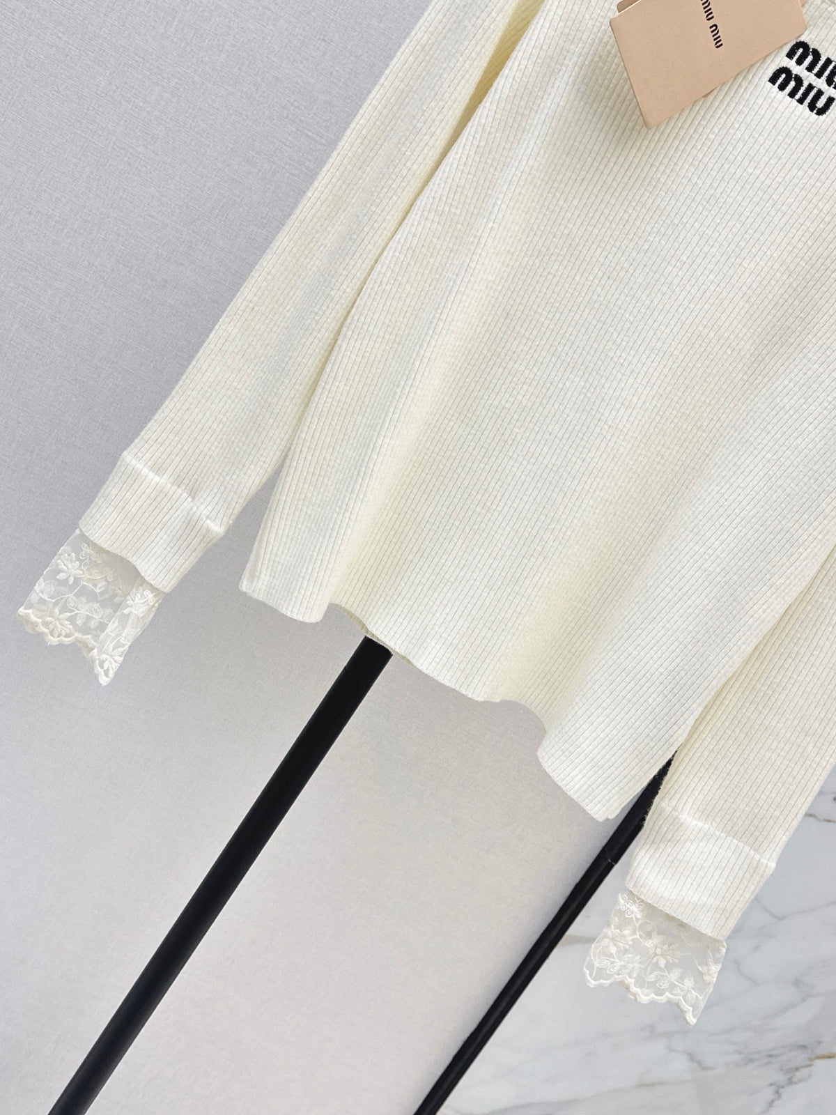 26FW New Lace-Panel Long-Sleeve Sweater 🤍🩶