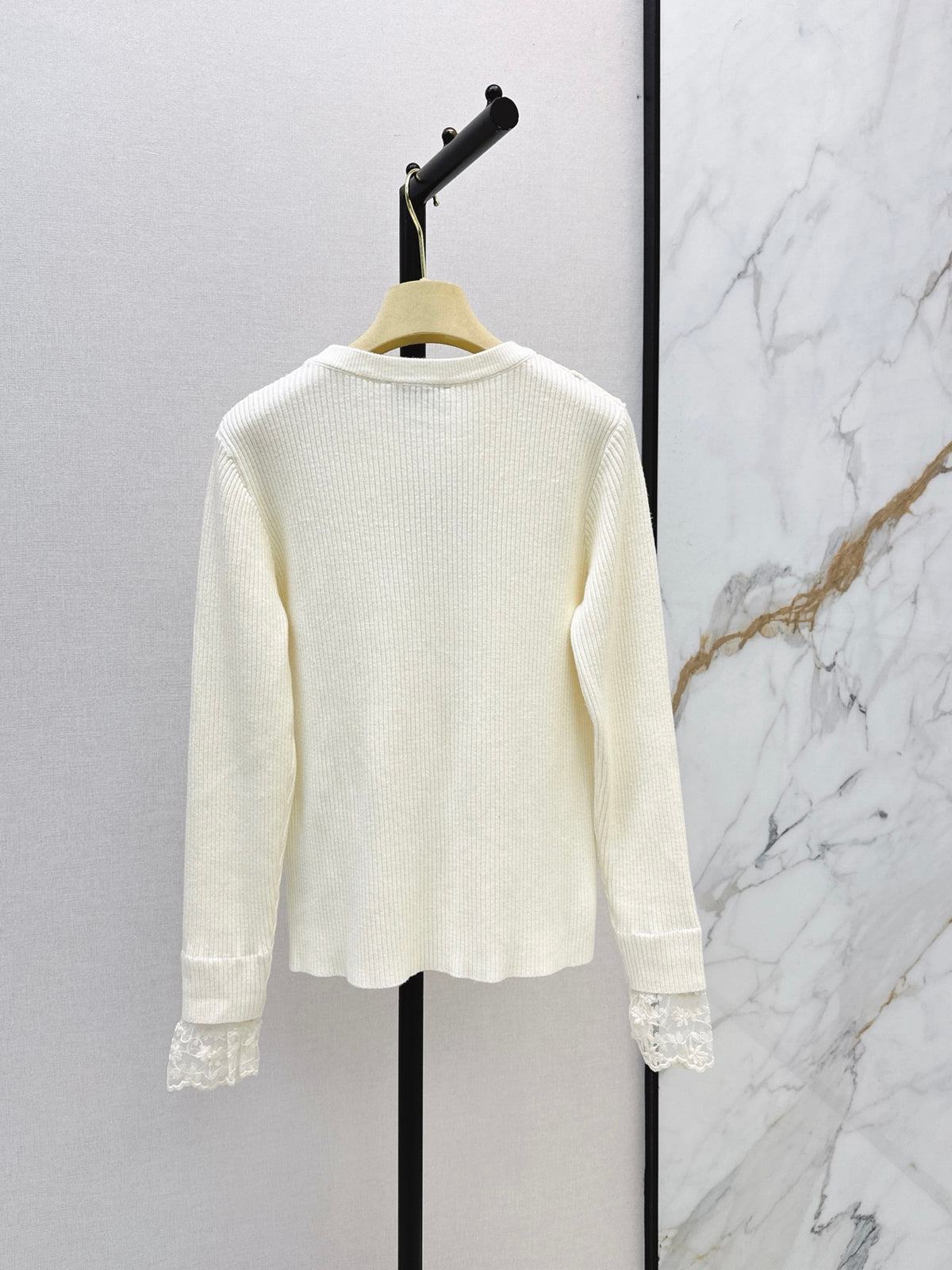 26FW New Lace-Panel Long-Sleeve Sweater 🤍🩶