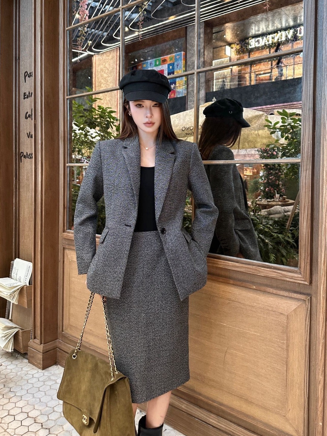26FW New Wool Blazer with Lapel and Waist-Cinching Detail 🩶
