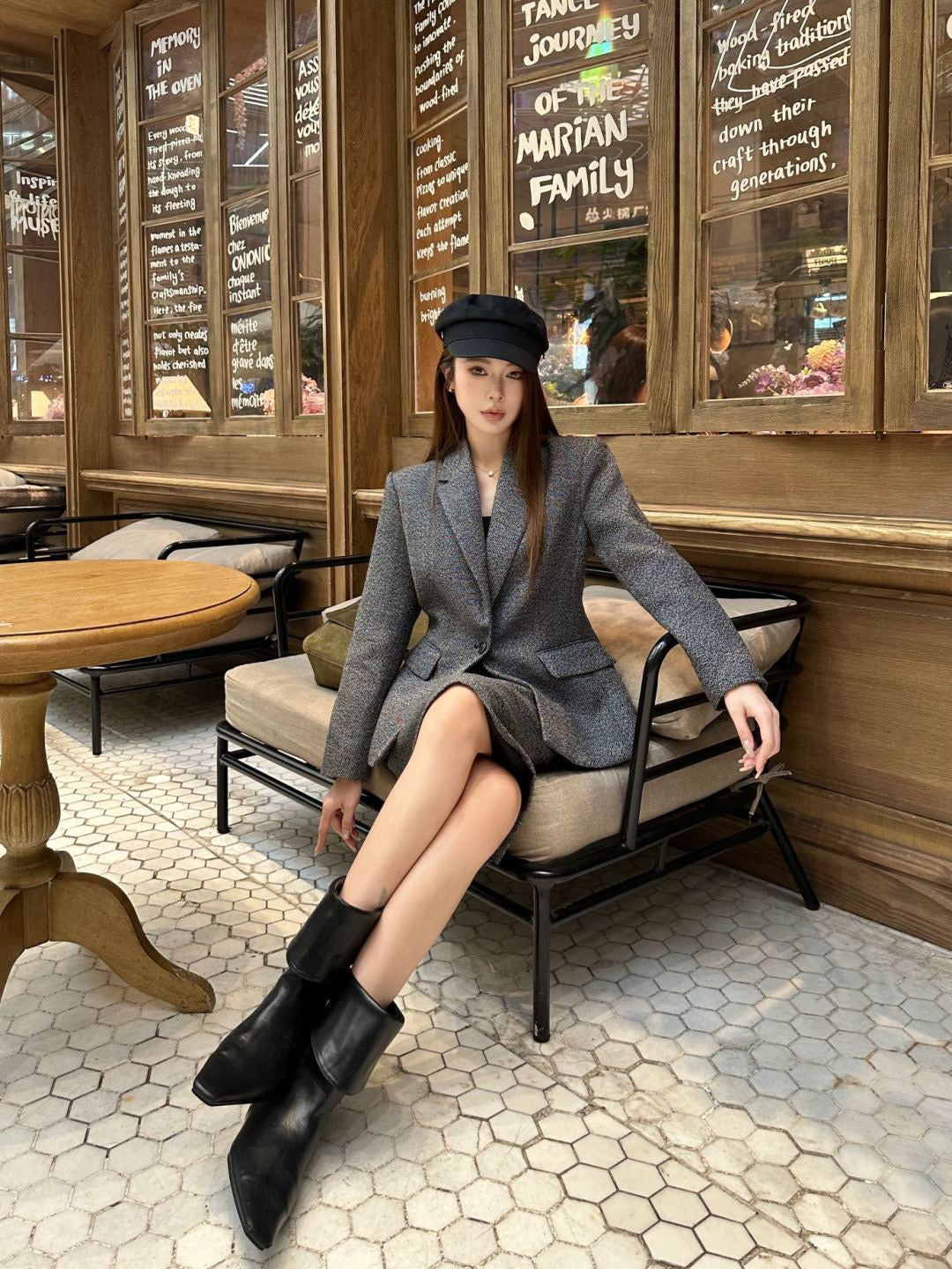 26FW New Wool Blazer with Lapel and Waist-Cinching Detail 🩶