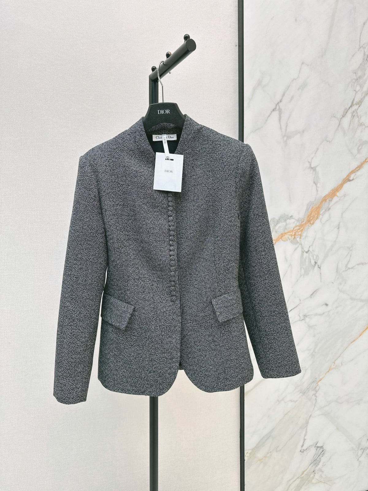 26FW New: Wool Blazer with Stand Collar and Cinched Waist 🩶