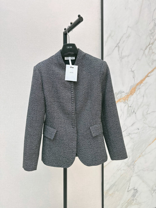 26FW New: Wool Blazer with Stand Collar and Cinched Waist 🩶
