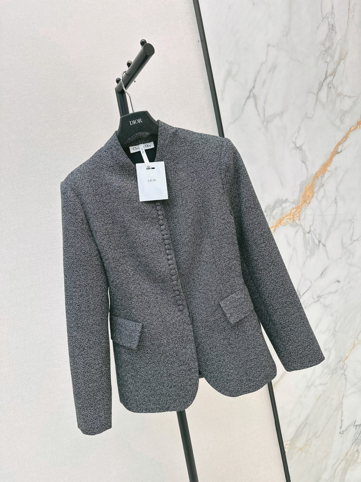 26FW New: Wool Blazer with Stand Collar and Cinched Waist 🩶