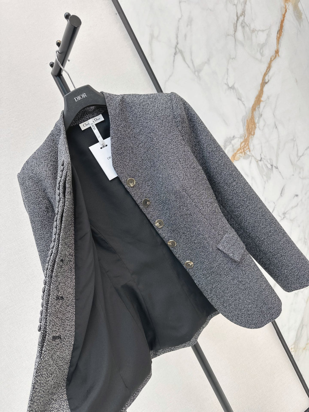 26FW New: Wool Blazer with Stand Collar and Cinched Waist 🩶