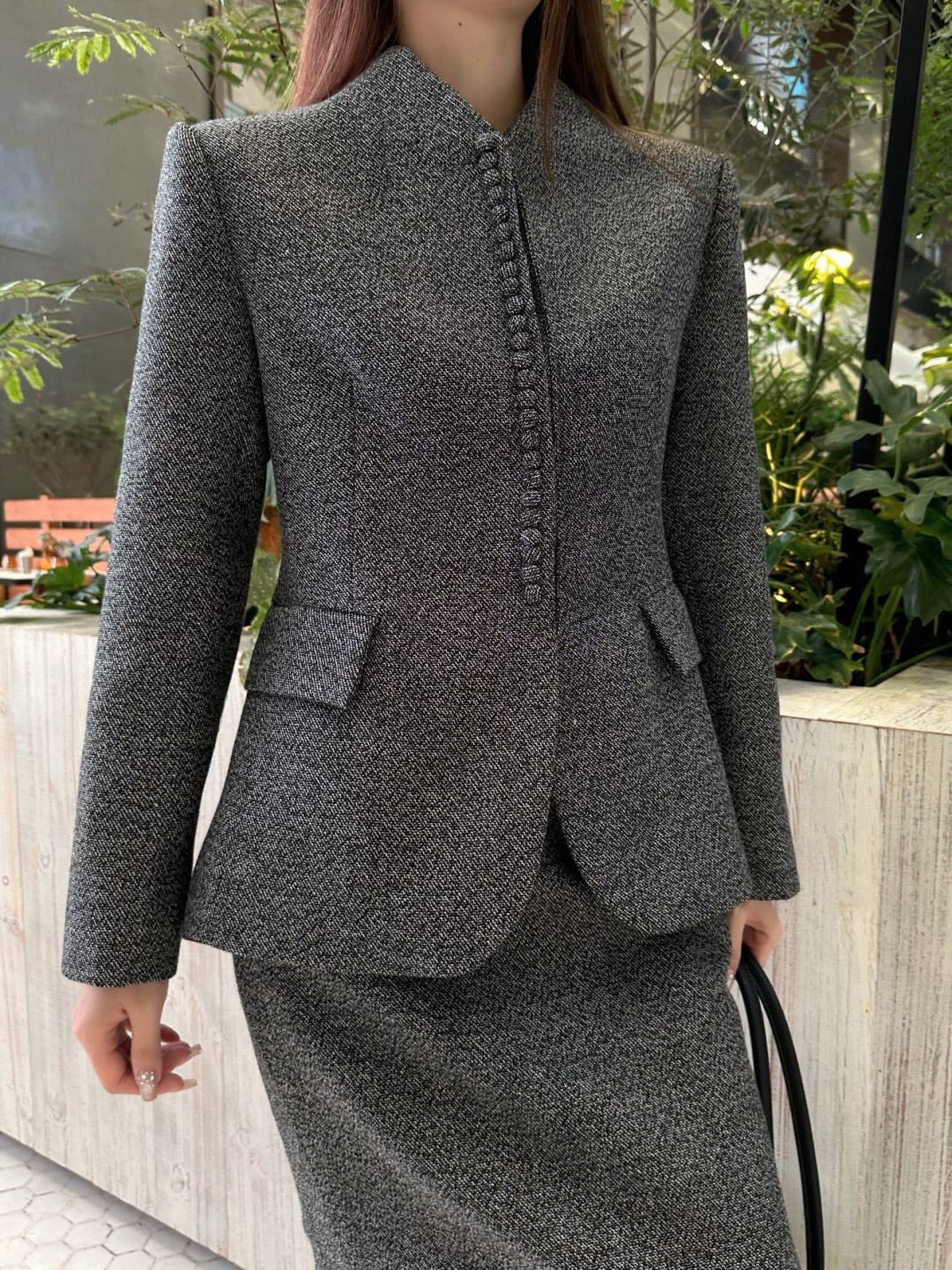 26FW New: Wool Blazer with Stand Collar and Cinched Waist 🩶