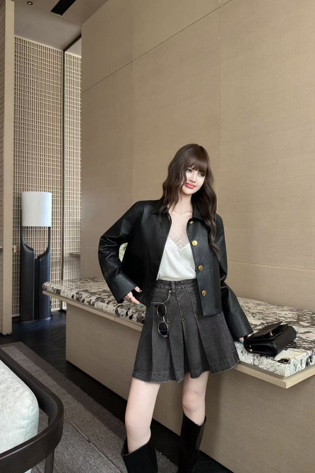 26FW New Eco-Leather Jacket with Lapel 🖤