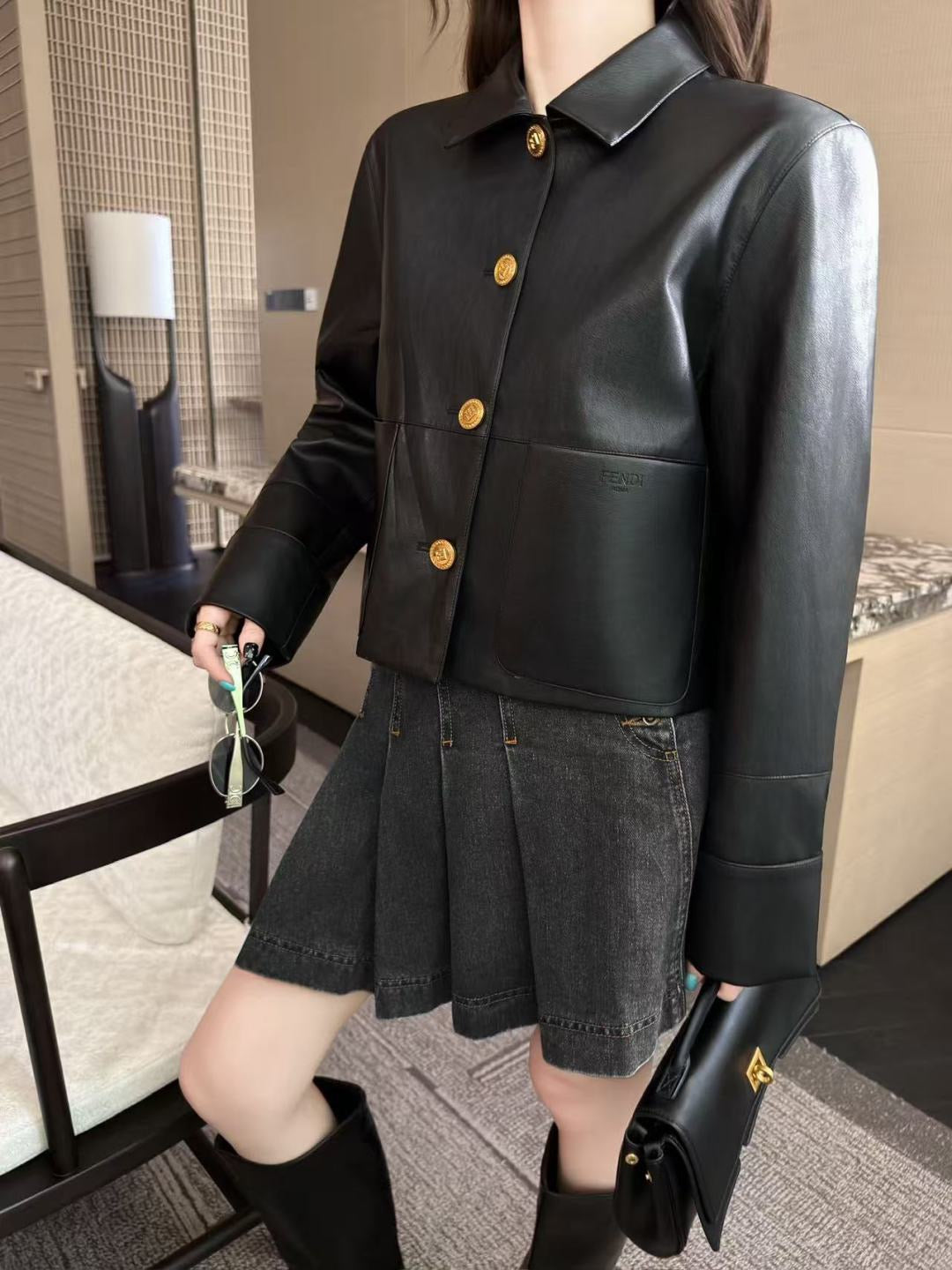 26FW New Eco-Leather Jacket with Lapel 🖤