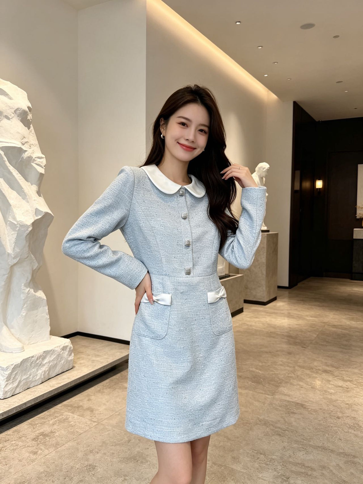 26FW New Long-Sleeve Dress 🩵