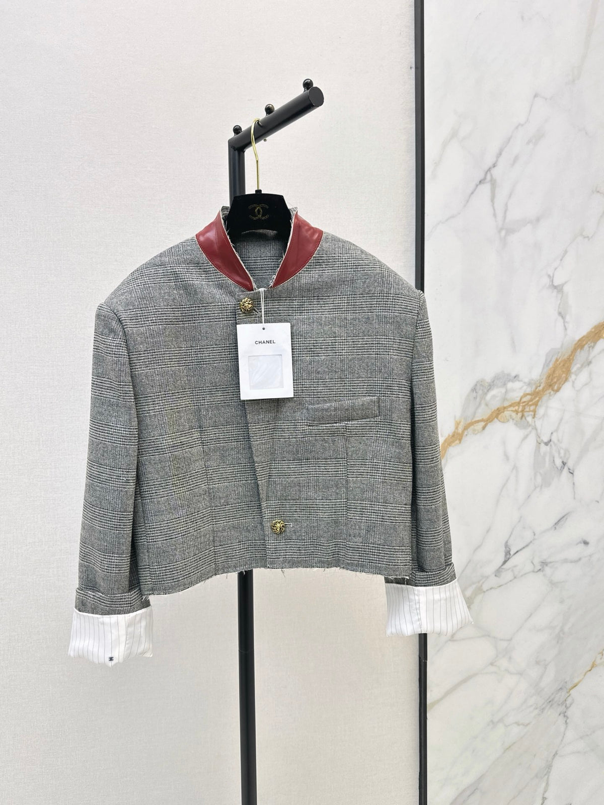🔥Highest Quality🔥26FW New Grey Plaid Cropped Jacket 🩶