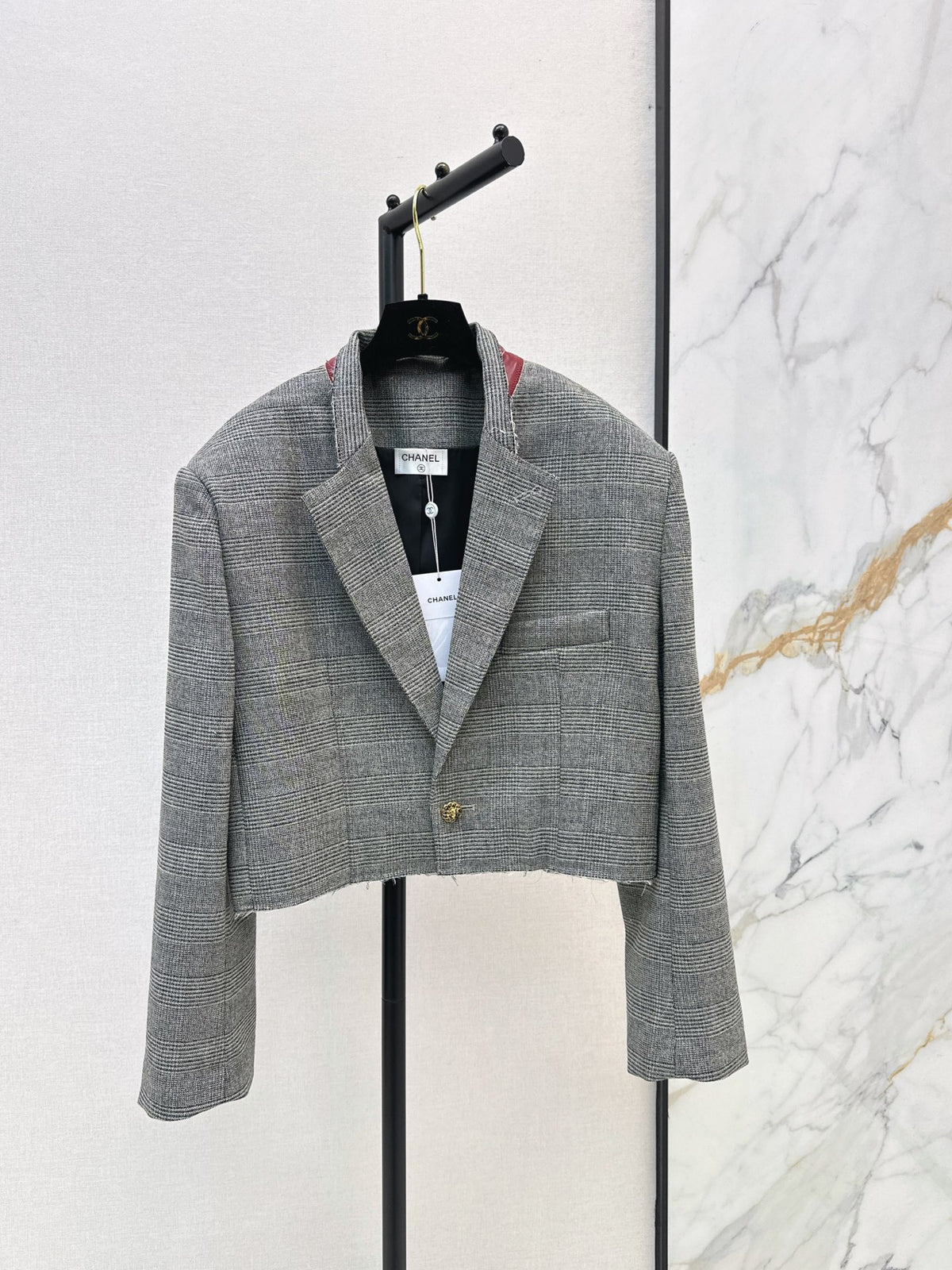 🔥Highest Quality🔥26FW New Grey Plaid Cropped Jacket 🩶