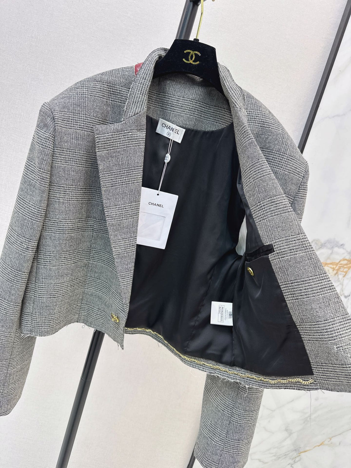 🔥Highest Quality🔥26FW New Grey Plaid Cropped Jacket 🩶