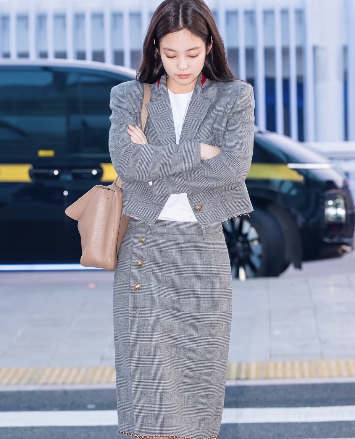 🔥Highest Quality🔥26FW New Grey Plaid Cropped Jacket 🩶