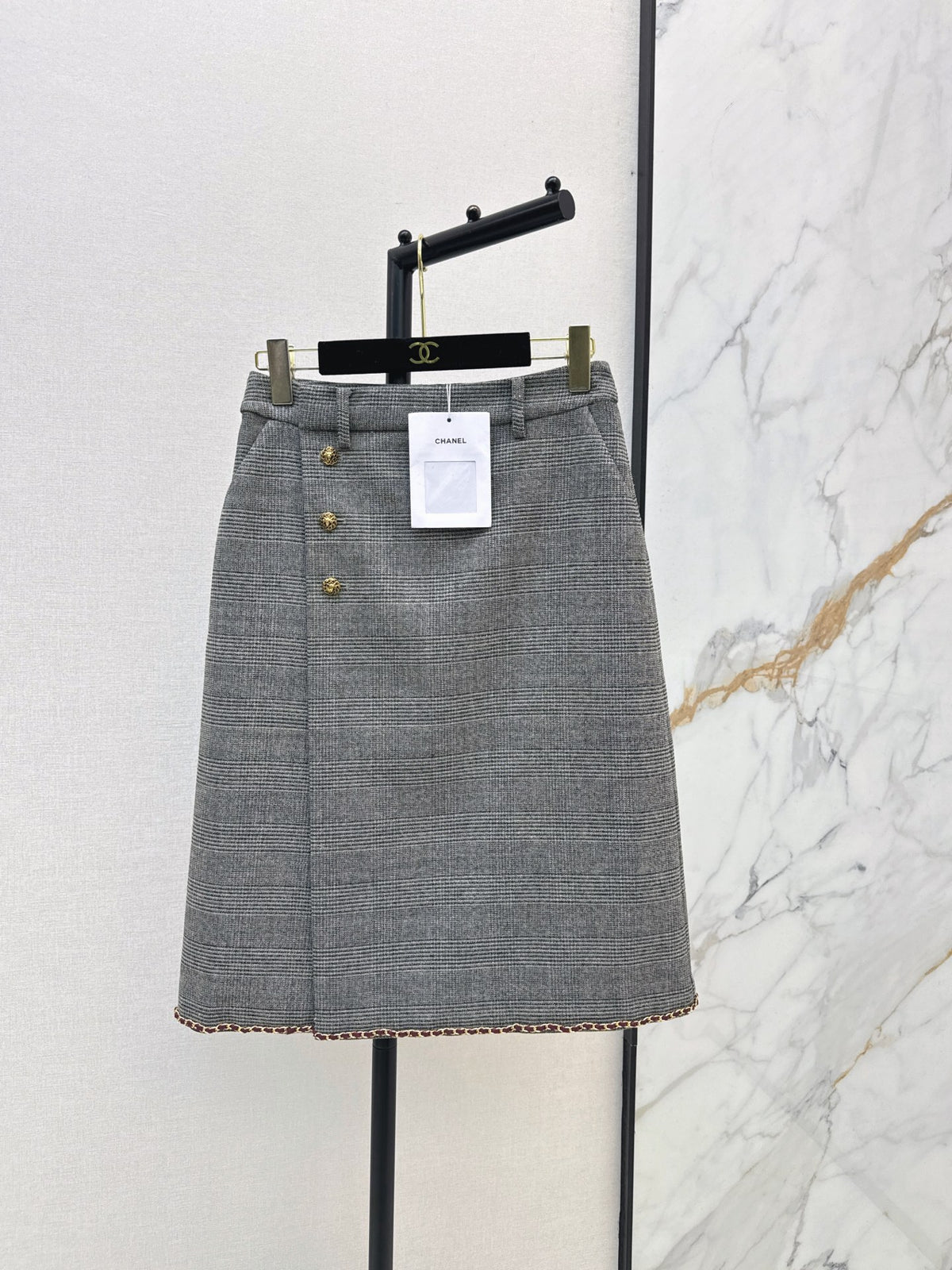 🔥Highest Quality🔥26FW New Grey Plaid High-Waisted Skirt 🩶