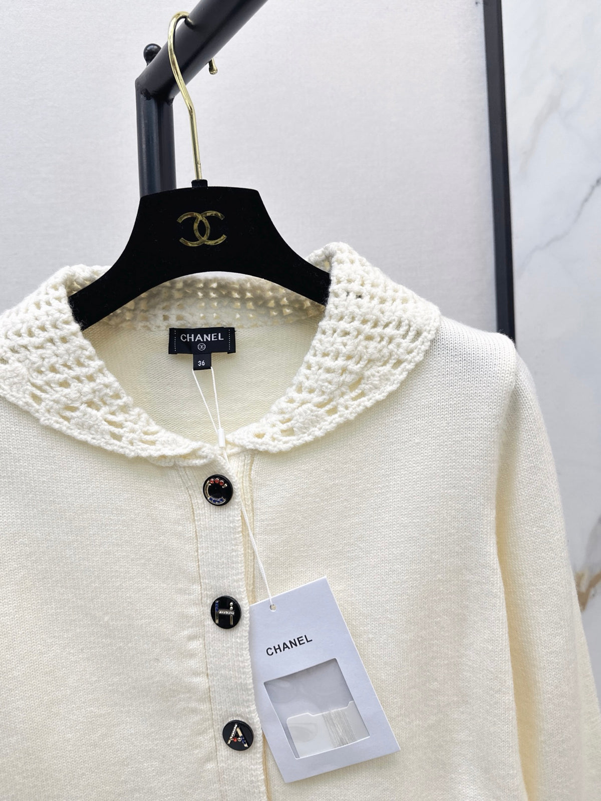26FW New Crochet Lace Collar Cardigan 🤍🖤