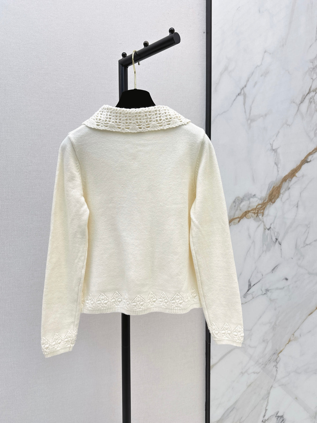 26FW New Crochet Lace Collar Cardigan 🤍🖤
