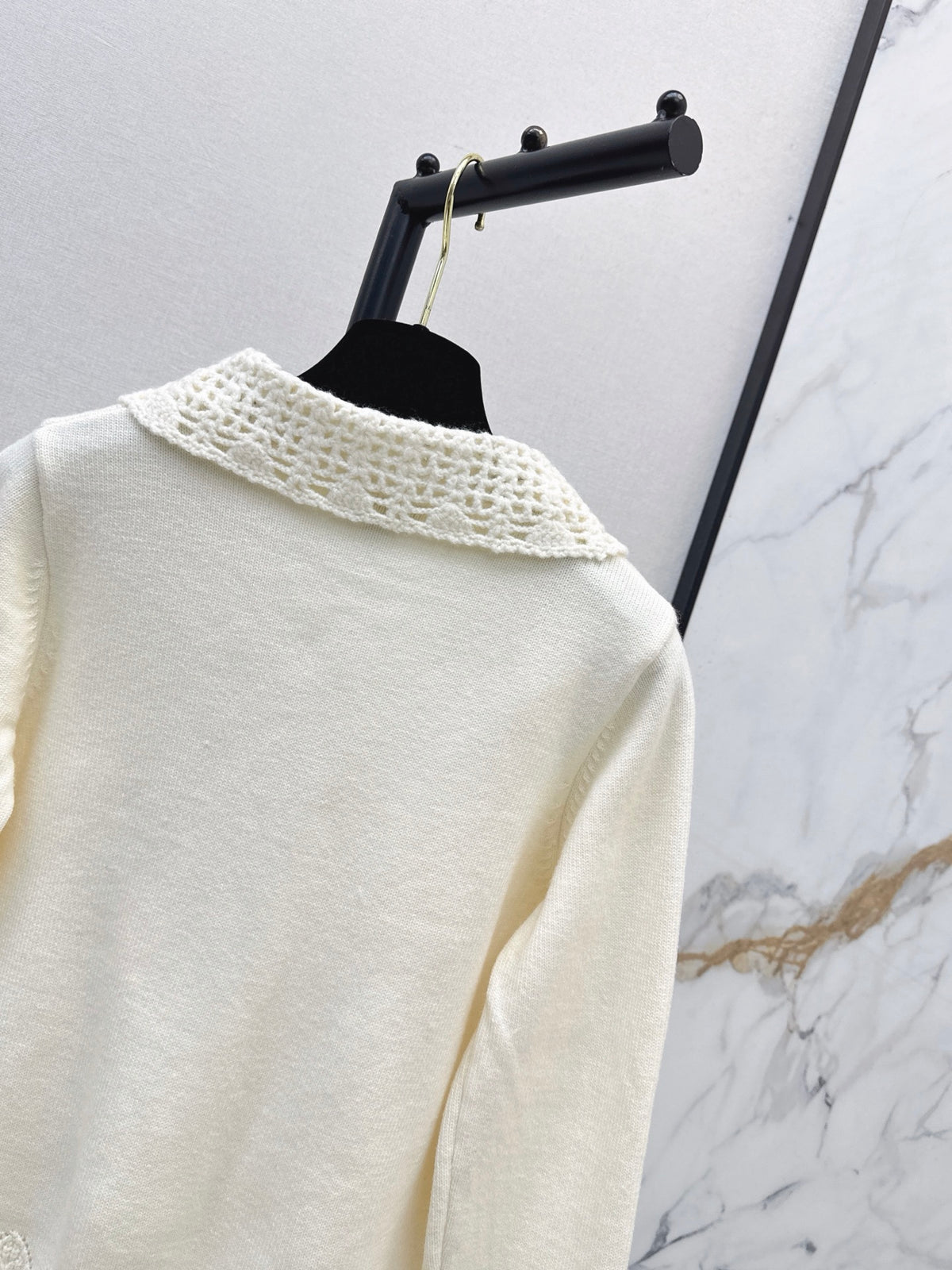 26FW New Crochet Lace Collar Cardigan 🤍🖤