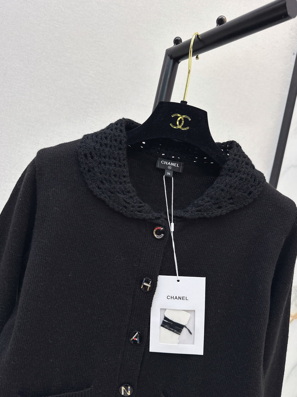 26FW New Crochet Lace Collar Cardigan 🤍🖤