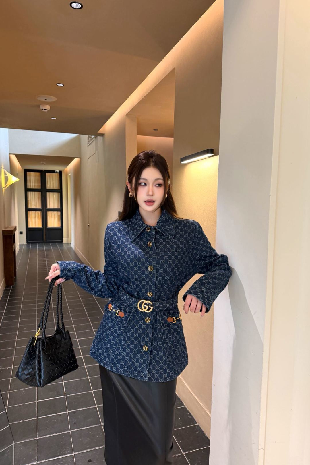 🔥Highest Quality🔥26FW New GG Jacquard Mid-Length Coat with Lapel 🩵