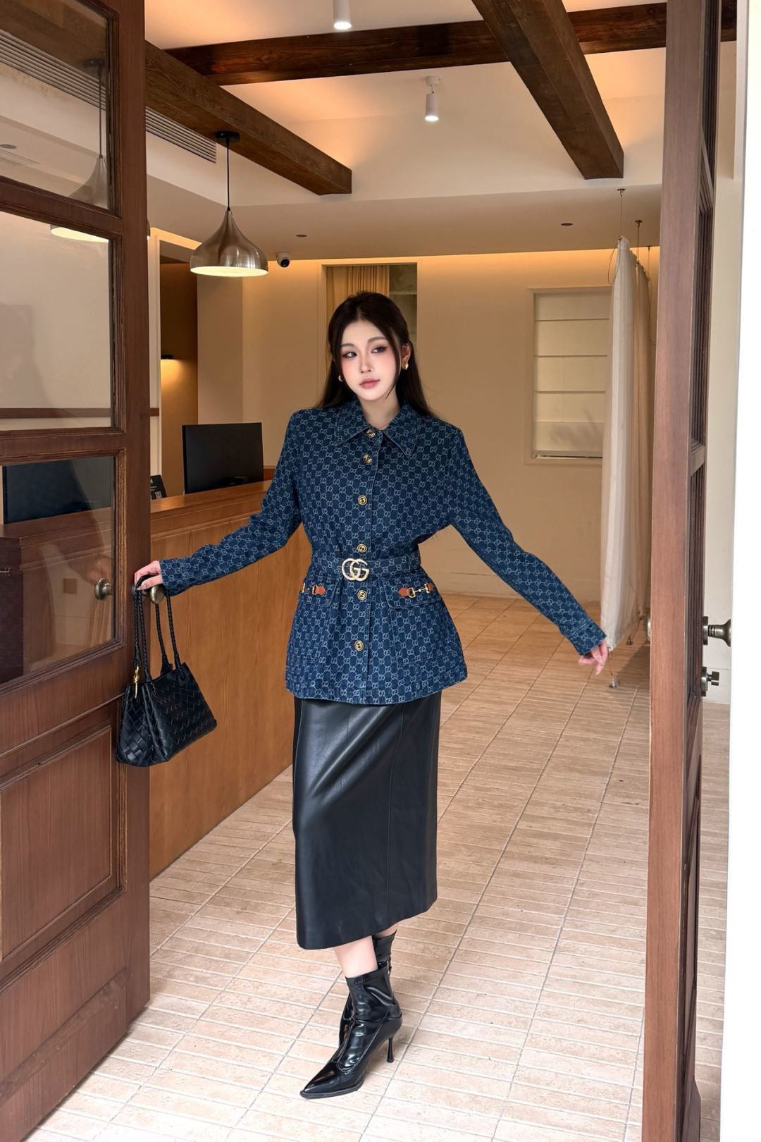 🔥Highest Quality🔥26FW New GG Jacquard Mid-Length Coat with Lapel 🩵