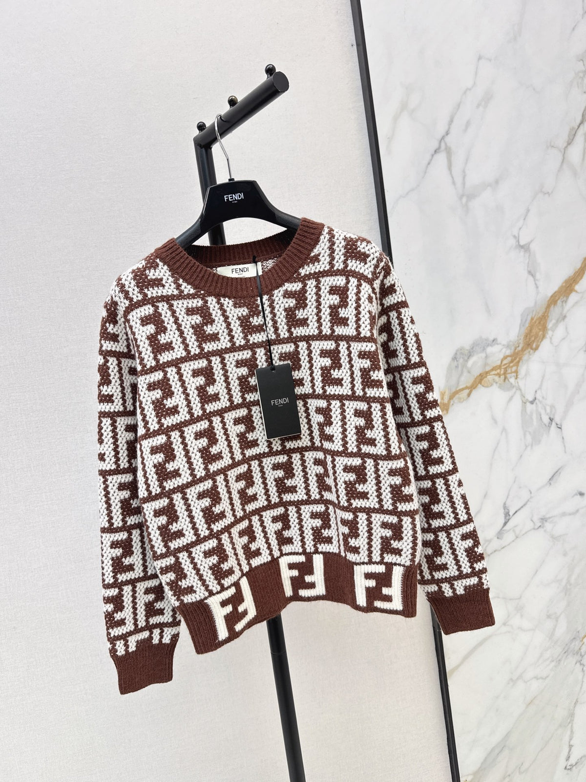 26FW New Letter Jacquard Crew-Neck Sweater 🤎🖤