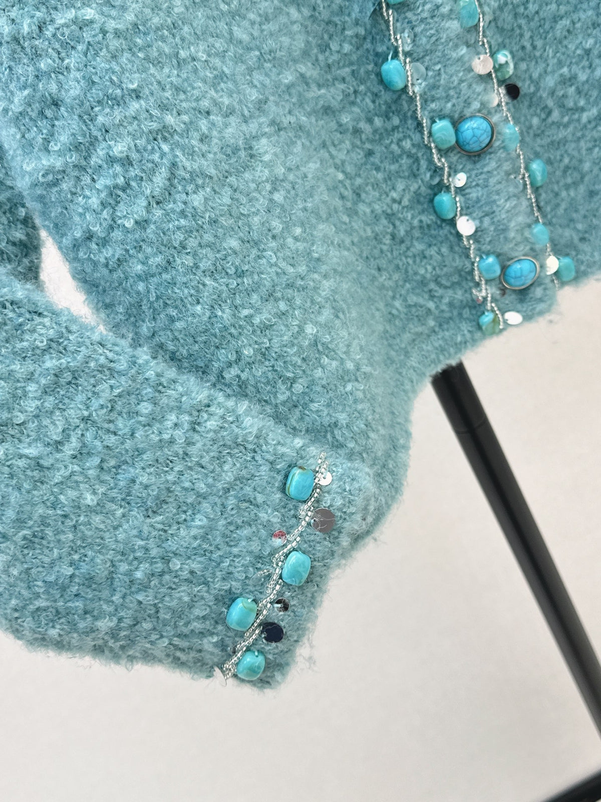 ❤️‍🔥Limited edition❤️‍🔥26FW New Beaded Crew-Neck Cardigan 💚