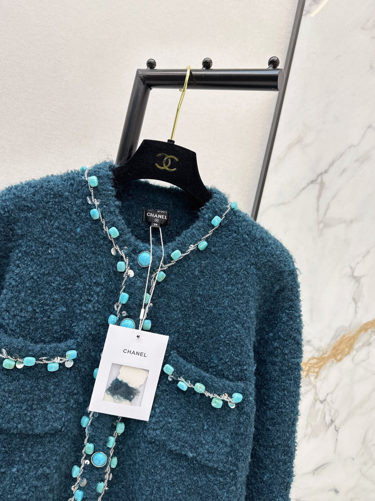 ❤️‍🔥Limited edition❤️‍🔥26FW New Beaded Crew-Neck Cardigan 💚