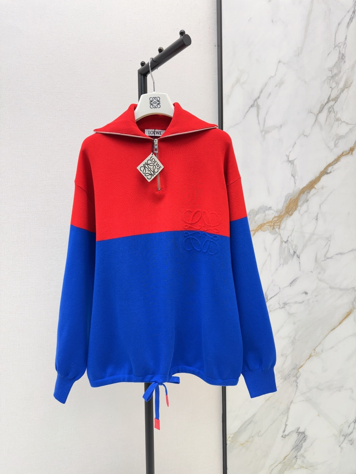 26FW New Color-Block Half-Zip Collared Knit Sweatshirt ❤️💙