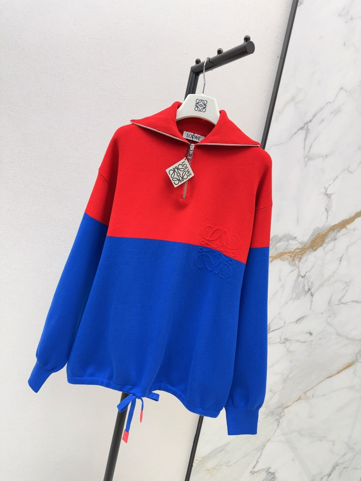 26FW New Color-Block Half-Zip Collared Knit Sweatshirt ❤️💙