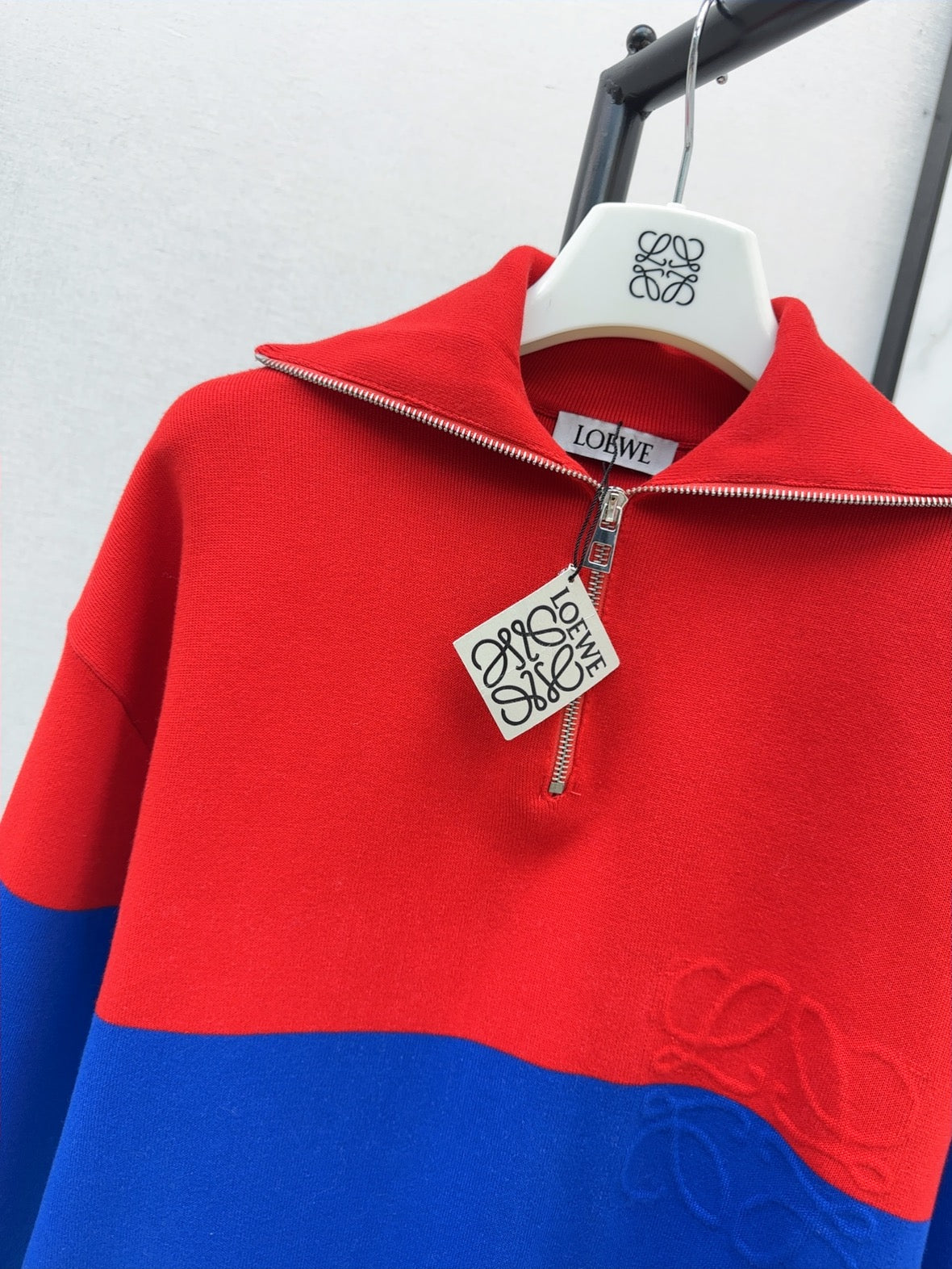26FW New Color-Block Half-Zip Collared Knit Sweatshirt ❤️💙